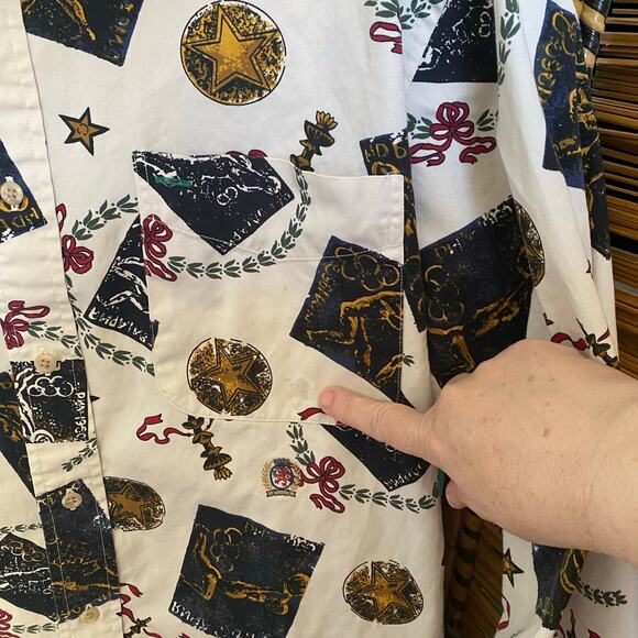 Vintage Tommy Hilfiger 90s Olympic Crest Print Button Down Shirt Medium - Picture 6 of 11
